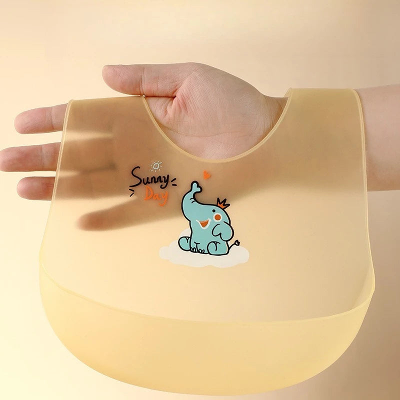 Waterproof Baby Bibs Baby Stuff Cute Cartoon Animal Printed Kids Bib Girl Boy Adjustable Soft Silicone Bib Baby Feeding Stuff