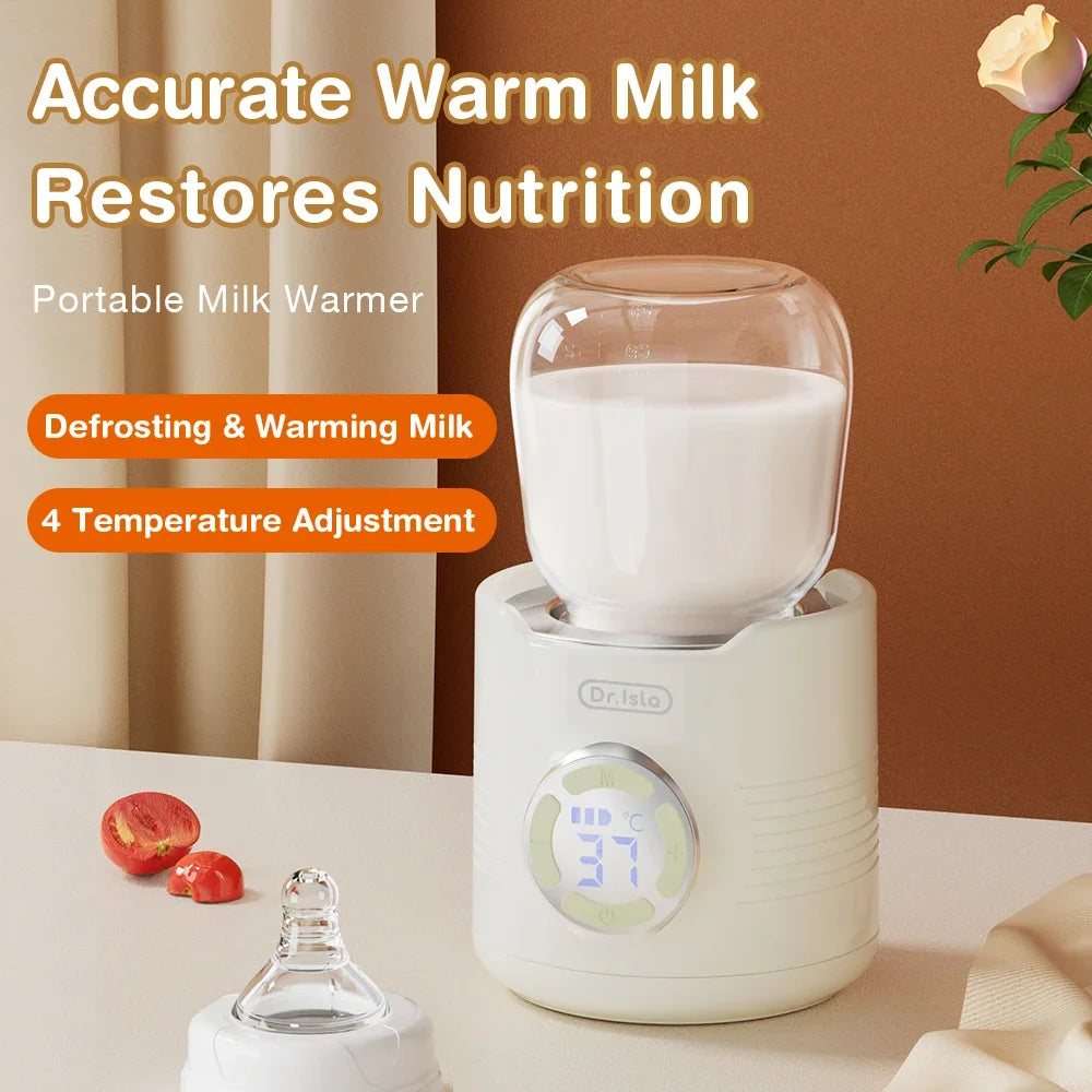 Portable Baby Milk Warmer LED Display Nursing Bottle Heater for Outdoor Travel with Dry Burn Prevention Baby Feeding Accessory
