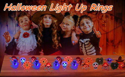 Halloween LED Light-Up Finger Rings for Kids