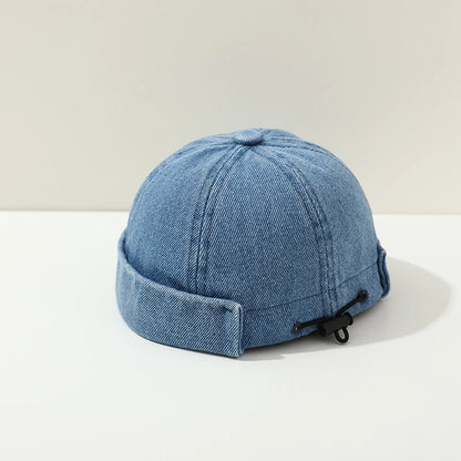Blue Denim Melon Cap Baby Dome Brimless Hat 1-3Y Children Beanie Drawstring Bonnet Fashion Kids Landlord Hat Hip Hop Docker Caps