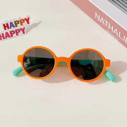 2025 New Kids Cute Checker Panel Color Round UV400 Sunglasses Baby Girls Outdoor Sun Protection Sunglasses Children Sun Glasses