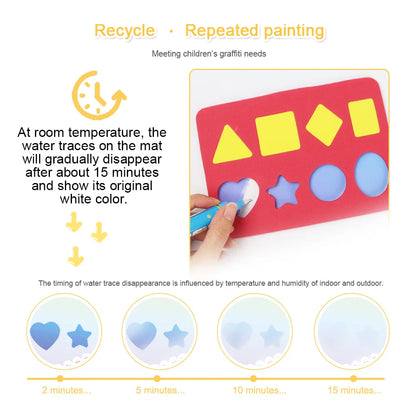 Magic Water Drawing Mat Coloring Doodle Mat with Magic Pens Montessori Toys Painting Board Educational Toys for Kids Gifts