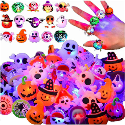 Halloween LED Light-Up Finger Rings for Kids