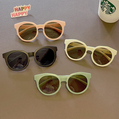 2025 New Kids Cute Checker Panel Color Round UV400 Sunglasses Baby Girls Outdoor Sun Protection Sunglasses Children Sun Glasses