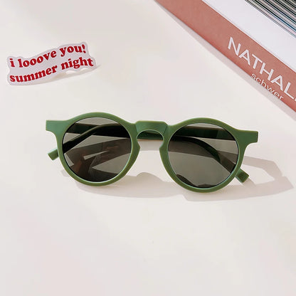 2025 New Kids Cute Checker Panel Color Round UV400 Sunglasses Baby Girls Outdoor Sun Protection Sunglasses Children Sun Glasses