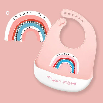 Waterproof Baby Bibs Baby Stuff Cute Cartoon Animal Printed Kids Bib Girl Boy Adjustable Soft Silicone Bib Baby Feeding Stuff