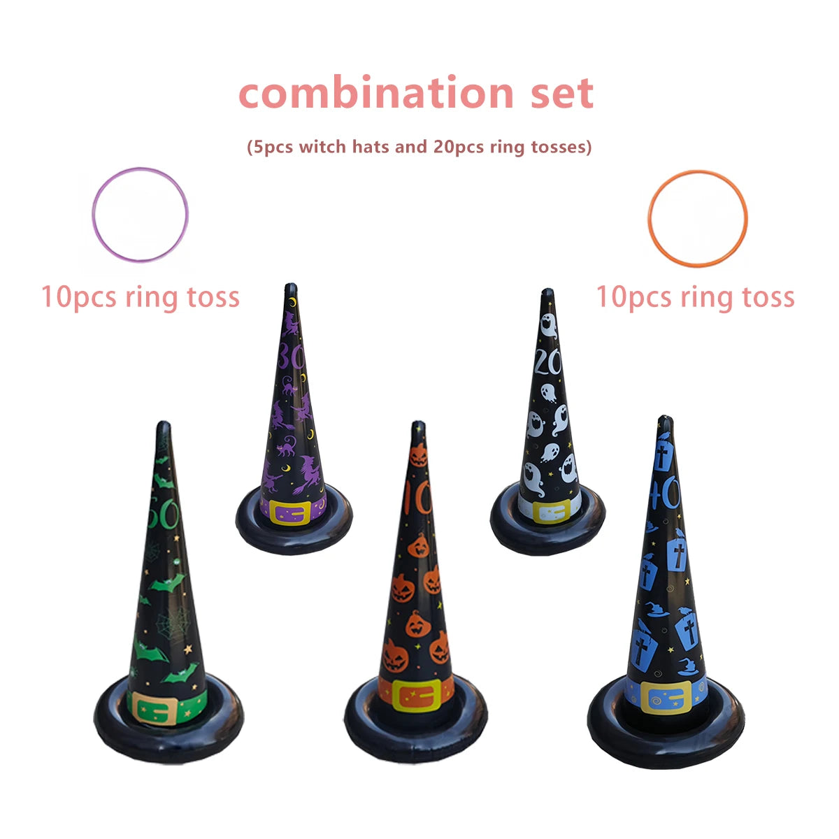 Halloween Ring Toss Game with Inflatable Witch Hat