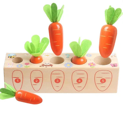 Montessori Toys for Baby Boys Girls1 2 3 4Year Wooden Puzzle Carrot Harvest Toy Game Shape Sorting Educational Toys for Children