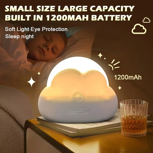 Hot Sales Cute Cloud Night Light Mini USB Wireless Adorable Cloud Shape LED Night Light For Bedroom Baby Children Creative Gift