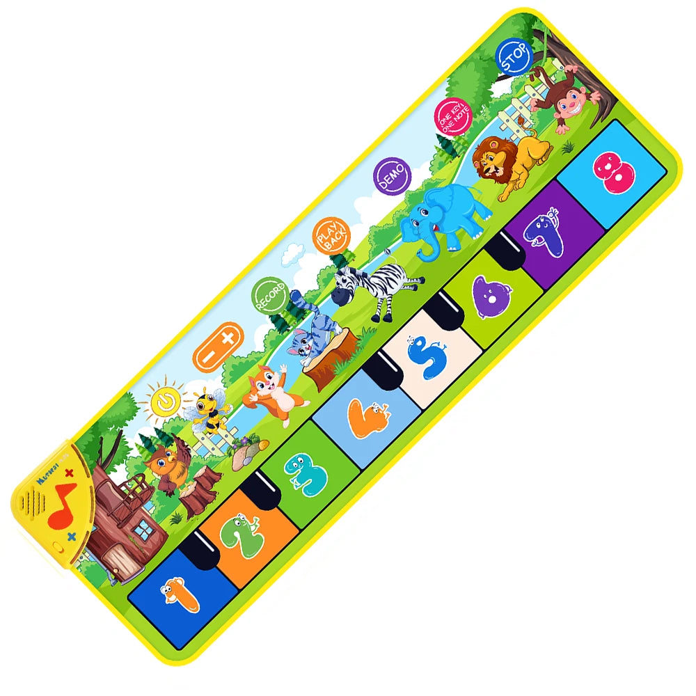Kids Musical Piano Mat Toddlers Floor Keyboard Dance Mat with 8 Animal Sounds Baby Mat Musical Carpet Educational Toy Kids Gifts