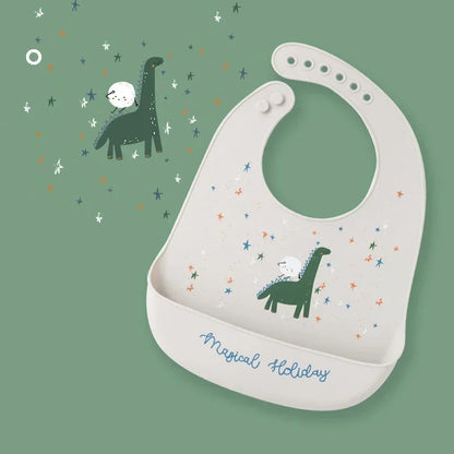 Waterproof Baby Bibs Baby Stuff Cute Cartoon Animal Printed Kids Bib Girl Boy Adjustable Soft Silicone Bib Baby Feeding Stuff