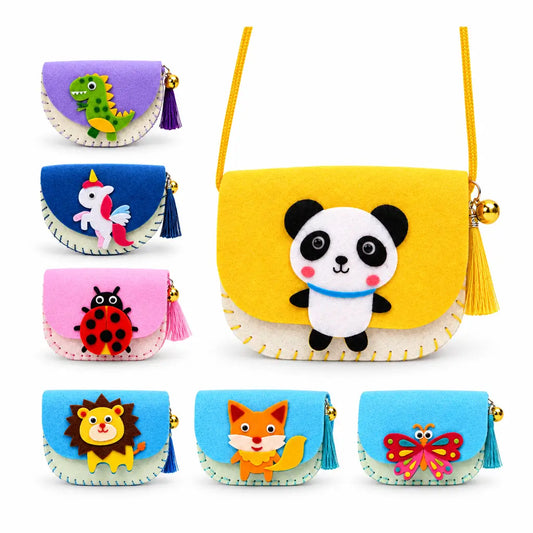 DIY shoulder bag sewing kit on a white studio background