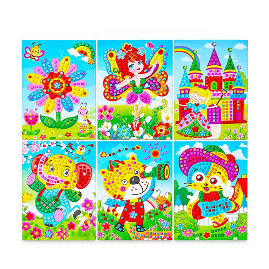 Mosaic sticker kit on a white studio background